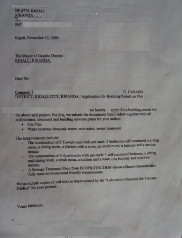 Application letter for construction permit