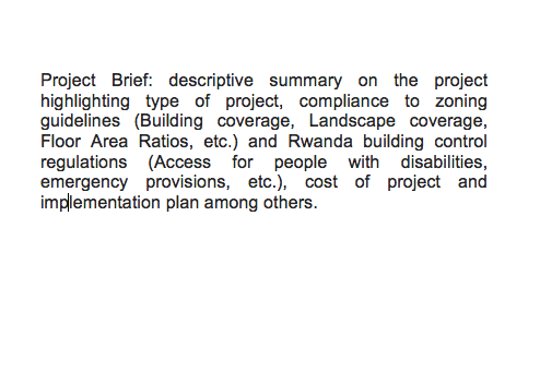 Project brief for construction permit