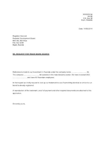Application letter (TM search)