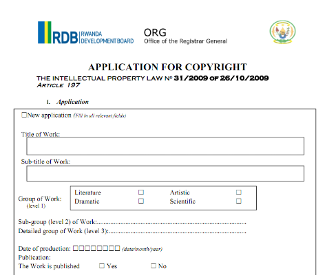 Copyright application form