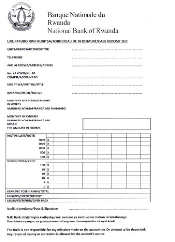 Deposit slip