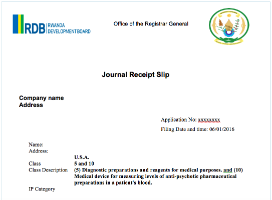 Journal receipt notice